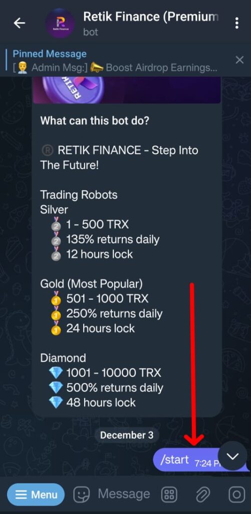 Retikfinance PREMIUM bot TRX kamaye