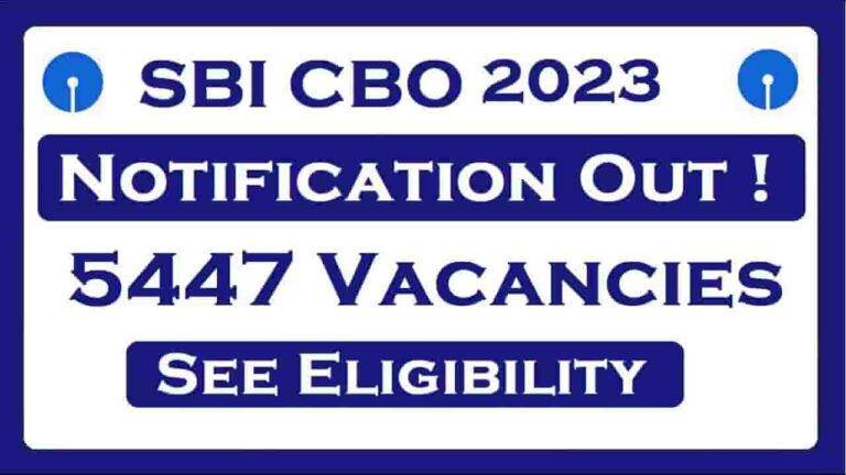 SBI CBO Recruitment 2023 Notification Out