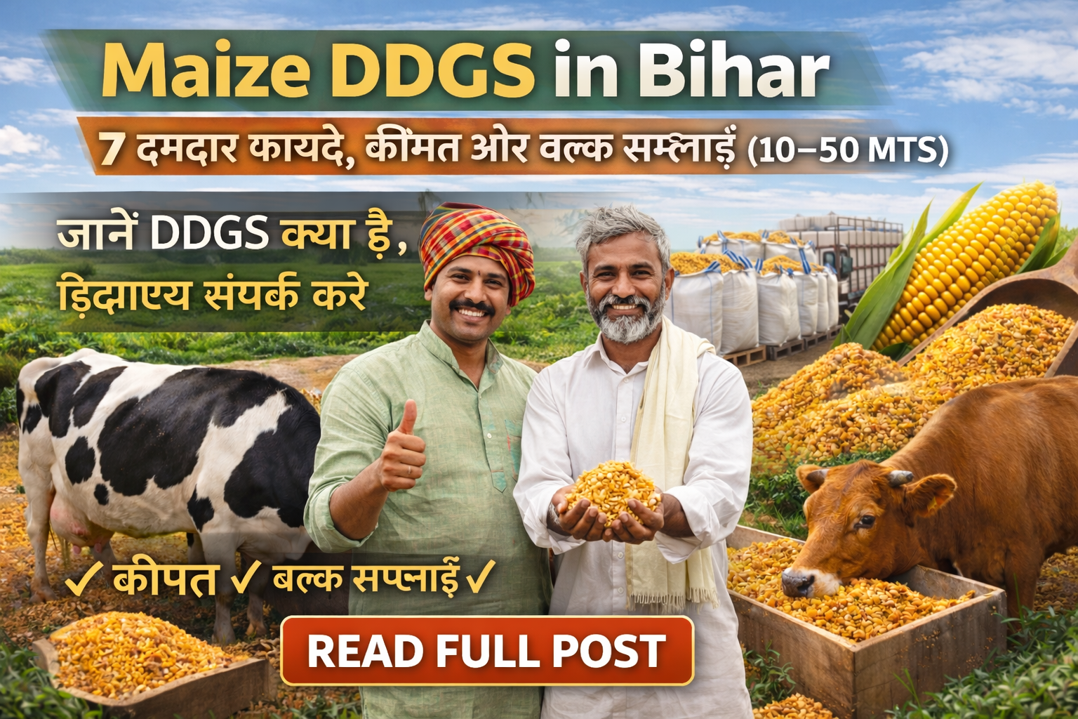 Maize DDGS in Bihar bulk supply for dairy cattle feed